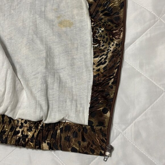 Bomber Jacket Kaktus Plus Women’s 1X Leopard Animal Print Metallic Full Zip VTG - Picture 11 of 13